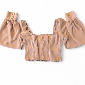 Urban Outfitters Off-Shoulder Blouse in Light Brown